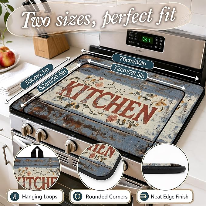 Stove Top Covers with A Non-slip Rubber Coating | protect Your Stove from Scratches, Extend Countertop Space, and Add A Classic Kitchen Touch