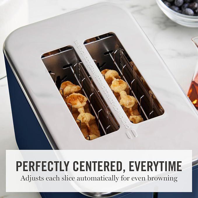 Martha Stewart 2-Slice Toaster, 3 Presets & 10 Shade Settings, Indigo Blue