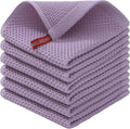 Kitinjoy 100% Cotton Waffle 6-Pack Kitchen Towels, 12" x 12", Lavender | Ultra Absorbent, Super Soft, lightweight, Quick Drying Dish Rags for Washing Dishes