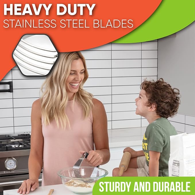 Spring Chef Large Dough Blender For Baking - Durable Pastry Blender - Gray | Heavy Duty Dough Mixer Hand Tool w/ Stainless Steel Blades, Professional Pastry Cutter Tool for Easy Mixing, Dishwasher Safe