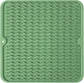 Silicone Dish Drying Mat, Non-Slip Easy Clean Sink Mat, Dark Green, 12"x12" | Quick-Dry Ridges, Large Heat-resistant Dish Drainer Mat for Kitchen Counter, Hangable & Roll-Up for Storage, Dishwasher Safe