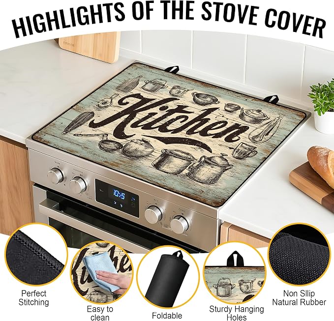 NYZE Stove Top Cover, Electric Glass Cooktop Protector for Kitchen | Flat Top Cooktop Protector Extra Counter Space