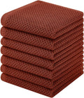 Homaxy 100% Cotton Waffle Weave Kitchen Dish Cloths, 7-Pack, Rust | 12 x 12 Inches, Ultra Soft Absorbent Dish Towels, Quick Drying Dish Rags with Hanging Loop