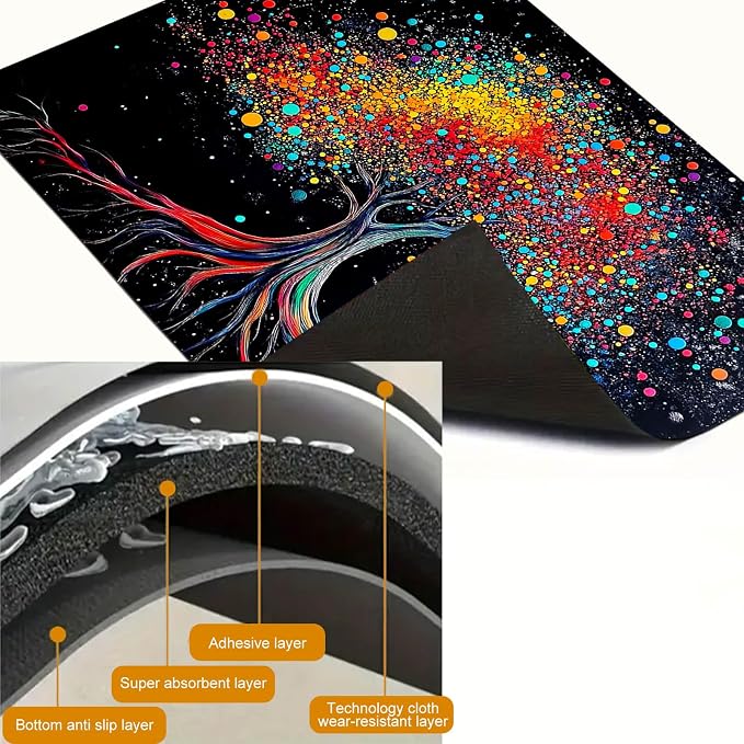 HOMETITUTE Galaxy Color Tree Stove Top Cover 28x20 Cosmic Diatomite Mat
