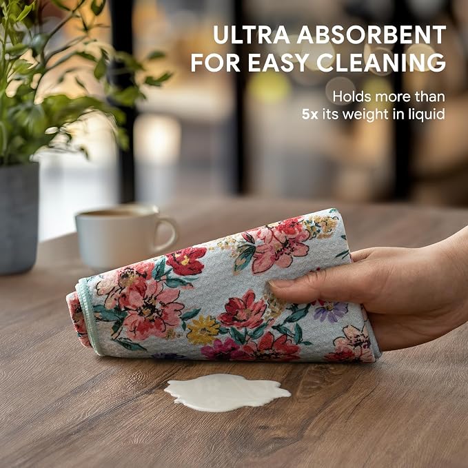 RECYCO Waffle Kitchen Towel Set of 2 - Quick Dry Microfiber Sustainable Dish Towels - Absorbent Reusable Cleaning Tea Towels - Lightweight Hand Towels,16”x 28”, Cuckoo Checker