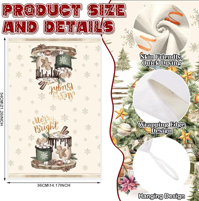 SiliFine 12 Pcs Christmas Kitchen Accessories Set Vintage Deer Pot Holders Xmas Retro Truck Oven Mitts Gnome Kitchen Towels for Farmhouse Christmas Home Decorations, Cooking Baking Holiday Gifts