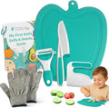 Toddler First Knife and Cutting Board | Safe Skills | Ages 3-8 | Montessori Toddler Cutting Set | Chopper Safety Gloves Peeler | Visual Recipe Book Step by Step Photos | First Chef Gift