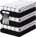 Homaxy Large Premium Cotton Kitchen Towels 16"x 28", 6 Pack, Black | Natural Ring Spun 390 GSM Dish Towels, Super Absorbent Terry Kitchen Hand Towels, Soft Tea Towels with Hanging Loop