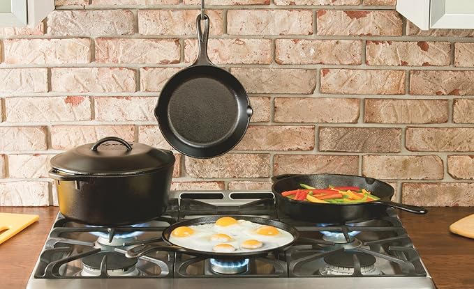 Lodge Seasoned Cast Iron Dutch Oven with Bail Handle - Heavy Duty Campfire Ready Cooking Pot with Lid for Indoor& Outdoor Cooking - 7 Quart