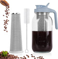 Cold Brew Coffee Maker, 64 oz Mason Jar Pitcher with Stainless Steel Filter, Pour Spout Handle Lid, Heavy Duty Glass Airtight & Leak-Proof for Iced Coffee,Tea & Lemonade