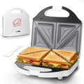 AshGlen Ceramic Breakfast Sandwich Maker Press 2 Slices, Mini Sandwich Press, Grilled Cheese Maker, Tostadora De Pan Sandwichera, Sandwichera Electrica, Sandwich Toaster, Ceramic Coating, White