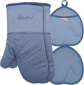 Yutat Silicone Oven Mitts - Oven Mitts and Pot Holders Sets Made of Non-Slip & BPA-Free Silicone, High Heat Resistant 500 Degrees, Perfect for Kitchen Cooking Baking BBQ, 4Pcs Set, Sky Blue