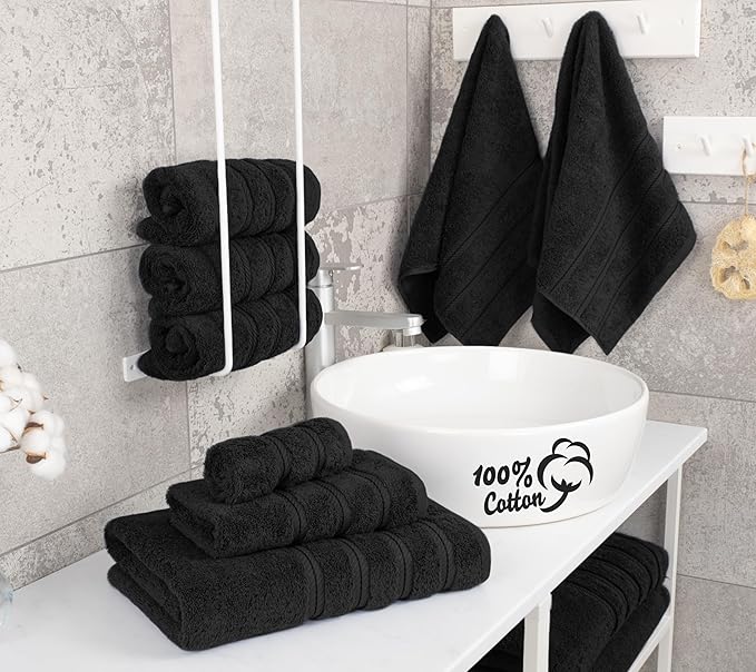 American Soft Linen 100% Cotton Luxury Turkish Towels, 6 Piece Towel Set | Soft Absorbent Quick Dry OEKO Tex Standard 100 Certificated Durable Machine Washable Premium Hotel Quality