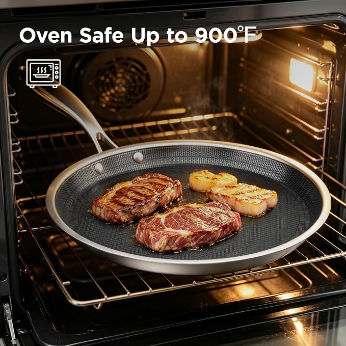 COOKER KING 9.5-inch Non-Stick Griddle, Crepe Pan for Pancakes, Tortillas | Non-Toxic Coating Comal, Dishwasher & Oven Safe, Induction Ready, Stay-Cool Handle, 3-Ply Clad Stainless Steel for Fast Heat