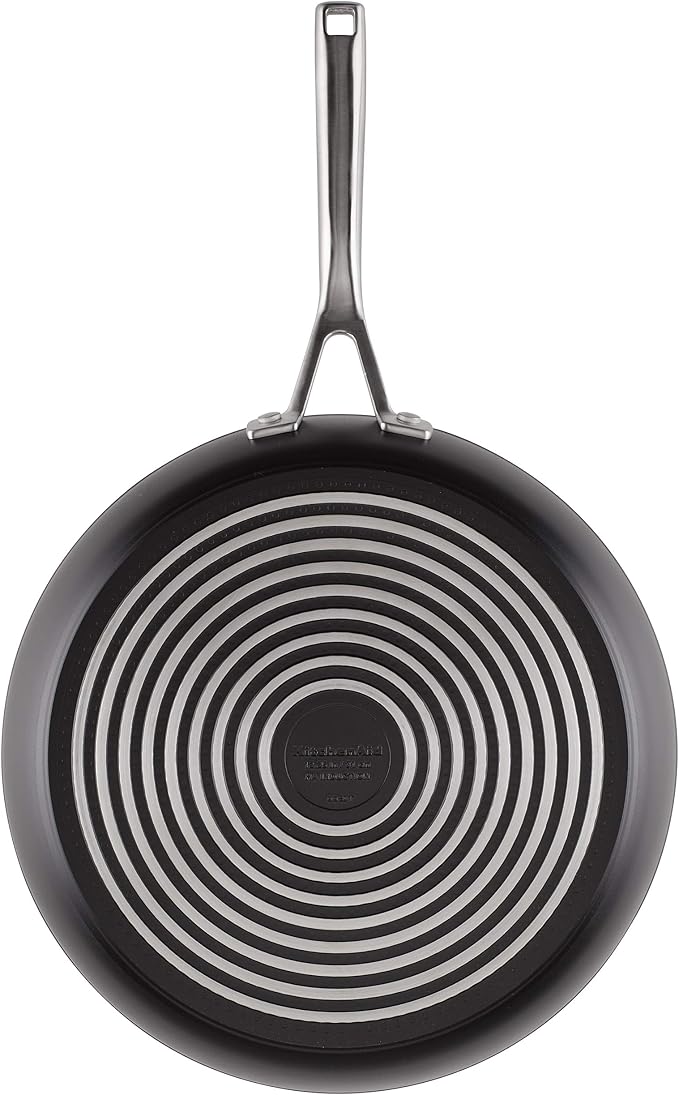 KitchenAid Hard-Anodized Induction Nonstick Frying Pan with Lid, 12.25-Inch, Matte Black