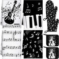 Leinuosen 8 Pcs Music Note Kitchen Decor Accessories Set Farmhouse Towels Oven Mitts Pot Holders Dishcloths Set Kitchen Decorative Absorbent Potholders for Chef Baking Cooking