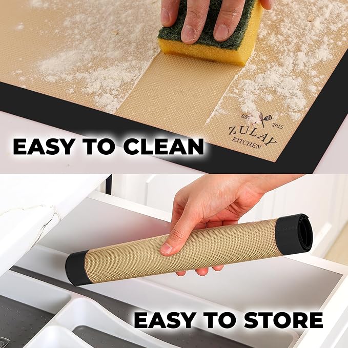 Zulay Kitchen Silicone Baking Mat 2 Pack – 16.5"×11.6" BPA-Free Reusable Baking Sheet, Heat Resistant 480°F – Non-Slip Border, Perfect for Cookies, Bread, Pastries & Oven Use - (Black)
