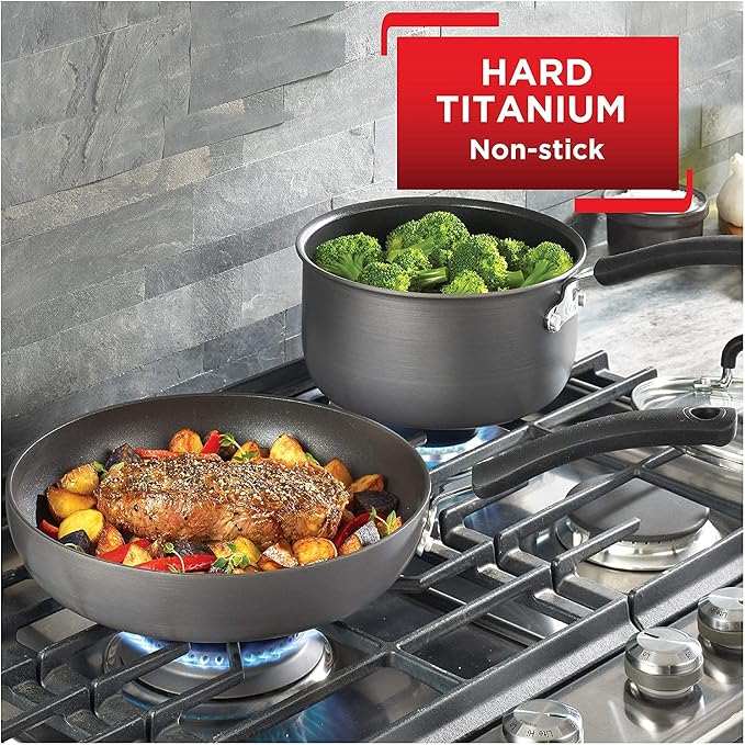 T-Fal Ultimate Hard Anodized Nonstick Fry Pan Set, 2-Pack, 8, 10 in, Onyx