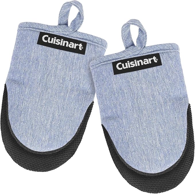 Cuisinart Mini Oven Mitts, 2-Pack, Neoprene Grip, Heat Resistant 350F | Cotton-lined, non-slip neoprene palm, ambidextrous design, ideal for smaller hands and everyday cooking