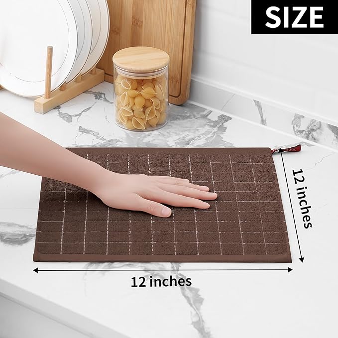 Homaxy 100% Cotton Terry Kitchen Dish Cloths, 6 Pack, Brown | Ultra Soft and Absorbent, Suitable for Drying and Washing Dishes