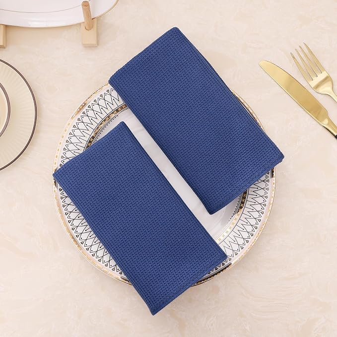 Homaxy 100% Cotton Waffle Weave Dish Cloths, 6 Pack, Navy Blue | Soft and Absorbent Dish Towels, 12 x 12 Inches Quick Dry Dish Rags