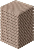 Kitinjoy 100% Cotton Waffle 12-Pack Kitchen Towels, 12" x 12", Tan | Ultra Absorbent, Super Soft, lightweight, Quick Drying Dish Rags for Washing Dishes