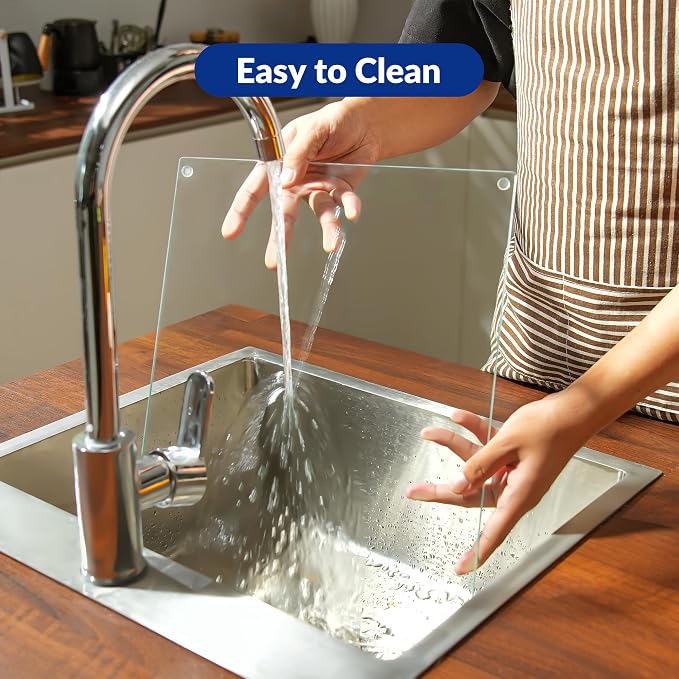 Glass Cutting Board 20”x16”: Tempered Glass Kitchen Counter Protector - Durable- Scratch-Resistant, Heat-Proof - Clear Design