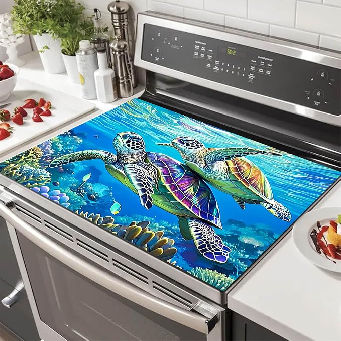 HOMETITUTE Sea Turtle Stove Top Cover 28x20 Diatomite Heat Resistant Mat