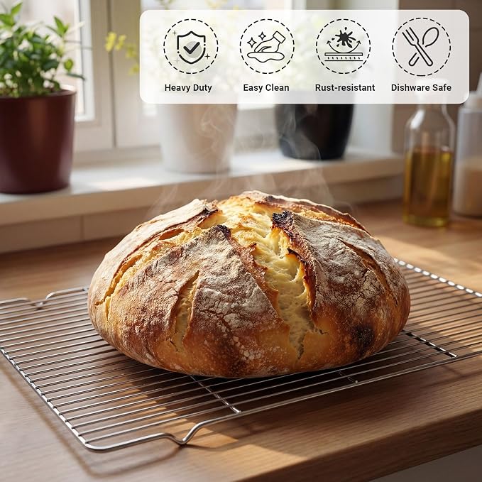 Lounsweer 2 Pack Cooling Racks, 10L x 18W x 1H Stainless Steel Wire Rack for Baking Sheet, Large Cookie Cooling Rack, Oven Safe Cooking Racks for Sheet Pan, Dishwasher Safe, Full Size