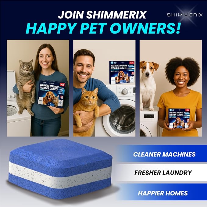 Washing Machine Cleaner Pro Tablets for Pet Owners, 42 Pack, Front/Top Load | Remove Stubborn Pet Hair, Washer Deep Cleaning, Septic Tank Safe, HE Support, Eliminates Pet Smells, Prevents Dander Build-up