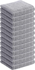Homaxy 100% Cotton Terry Kitchen Dish Cloths, 12 Pack, Light Grey | Ultra Soft and Absorbent, Suitable for Drying and Washing Dishes