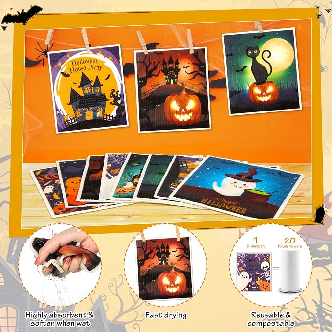 Lucomb Sedish Dishcloth (8 Pack-Halloween Days)