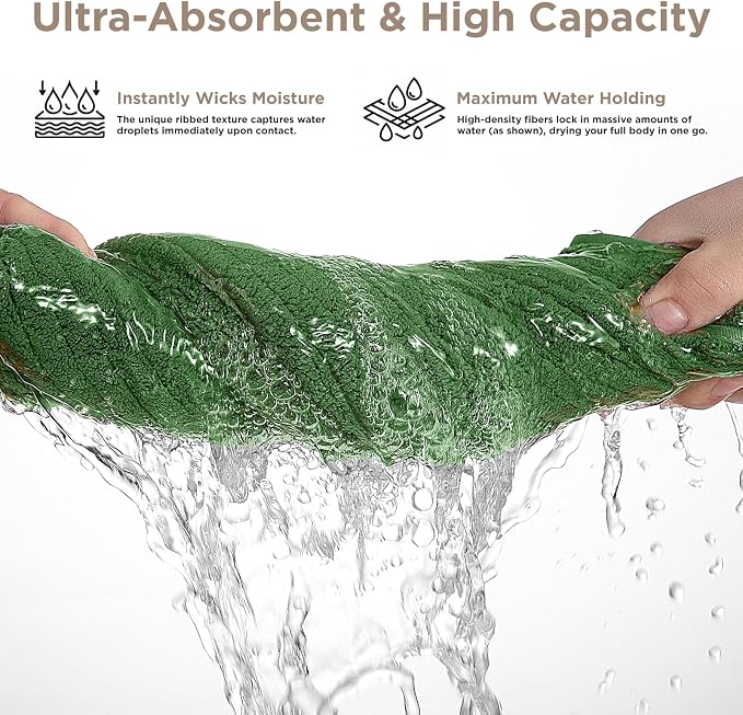 8 Piece Bath Towels Set, 2 Oversized 35 * 70 in Bath, 2 Hand, 4 Wash | Luxury Soft Microfiber, Super Absorbent Thick, Quick Dry, Shower Towels for Bathroom, Spa & Hotel, Sage Green