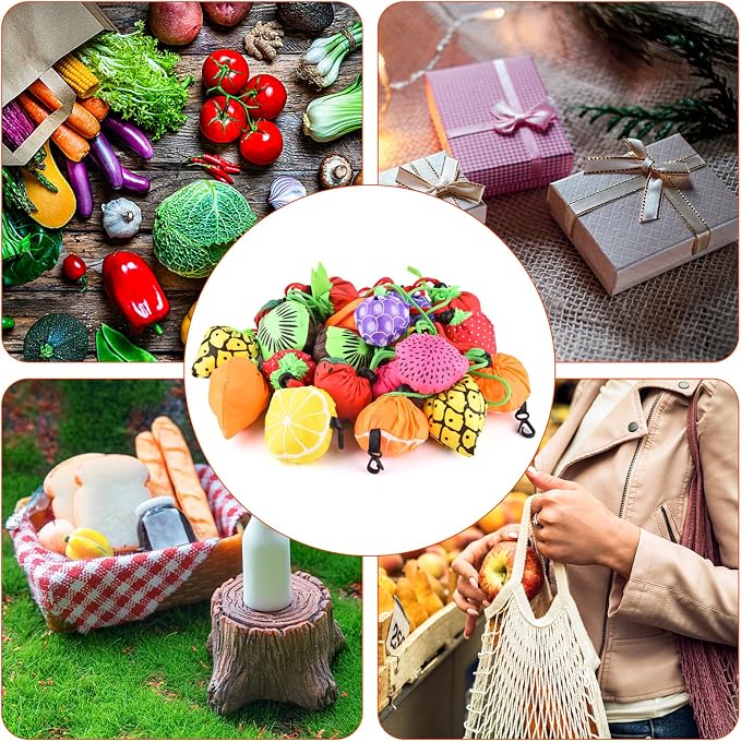 20Pack Reusable Shopping Bags Bulk Foldable Portable Reusable Grocery Bags | Lightweight Polyester Grocery Shopping Tote Bag,Reusable Grocery Bags Foldable Machine Washable Shopping Bags(Fruit)