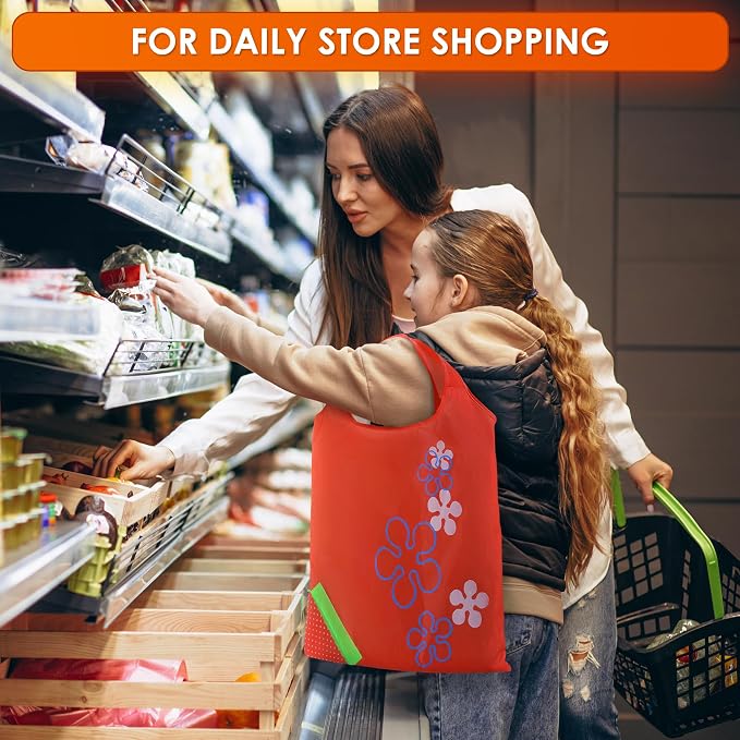 5 Pcs Reusable Grocery Fruit Bags, 15"x15", Washable Tote Bag (5 Colors) | Micro Tote Bag; Polyester Fabric; Wrist Strap, Fruit Shape Design; for Grocery Shopping, Beach Trips, Work, Picnics, and More