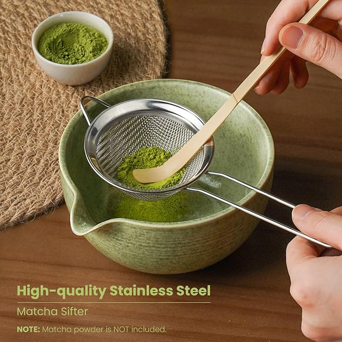 Matcha Whisk Set, Ceramic Bowl Matcha Kit & Handcrafted Bamboo Chasen, Complete 5 Pcs Matcha Set Whisk and Bowl, Stainless Steel Sifter, Bamboo Scoop & Holder for Matcha Lovers | Complete 5 Pcs Matcha Set Whisk and Bowl, Stainless Steel Sifter, Bamboo ...