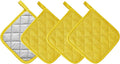Kitchen Pot Holders Set Heat Resistant Pure Cotton Potholders Kit Trivets Large Coasters Hot Pads Terry Pot Holders for Everyday Cooking and Baking by 7 x 7 Inch (Yellow)