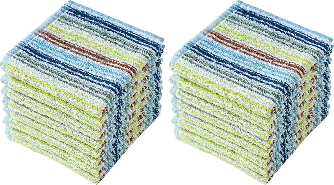 Kitchen Dishcloths for Washing Dishes, Ultra Absorbent Dish Rags, Cotton Cleaning Cloths Pack of 16, 12x12 Inches (Mix-1, 12x12 inch)