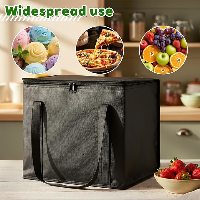 SHENLIU Set of 6 Large Insulated Reusable Grocery Bags, Foldable Washable | Heavy Duty Cooler Totes with Sturdy Zipper and Handles Insulated Food Delivery Bag for Hot and cold Food 16.1" x 13" x 10.2"