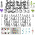 Russian Piping Tips Set, 193 Pcs Baking Supplies | 28 Numbered Russian Tips, 48 Numbered Icing Tips, 1 Ball Tip, 2 Leaf Tips, 100 Pastry Bags & More for Cake Cupcake Decorating