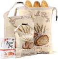 Beeswax Bread Bags for Homemade Bread, Sourdough Storage 3 Piece Set | Multiple Sizes, XL 17" x 13" & 10" x 8", Reusable Bees Wax Bread Bag & Keeper, Natural Linen with Premium Box for Home Baking