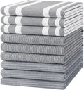 Homaxy Cotton 380 GSM Premium Kitchen Towels, 18"x 28", 9 Pack, Grey | Soft and Absorbent Terry Dish Towels, Multipurpose Tea Towel Set with Hanging Loop, 3 Styles Kitchen Hand Towels