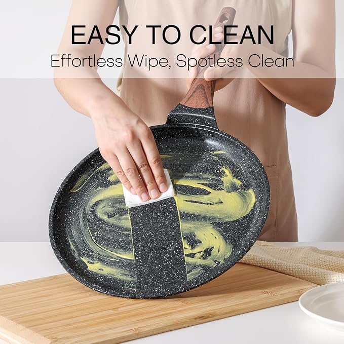 Kordisen Crepe Pan Nonstick, 10 Inch Dosa Pan with Spreader, Granite Coating Comales Para Tortillas Pancake Pan, Flat Bottom for Stove Top, Induction Compatible, PFOA Free