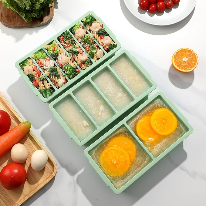 3-Pack Silicone Freezer Trays with Lid, Soup Freezer Container Molds | 2 Large 2-Cup, 4 Medium 1-Cup, 6 Small 1/2-Cup, BPA Free, Ice Cube Tray for Soup, Stews, Sauces, Meal Prep, Broth, Leftovers