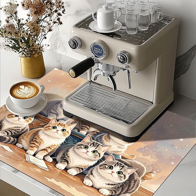 HOMETITUTE Cute Cat Stove Top Cover 28x20 Diatomite Heat Resistant Mat