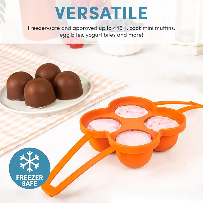 AROMA® Silicone Egg Bite Mold and Mini Muffin Tray with Storage Lid and Handles (8-Cup Digital Rice Cooker Accessories)