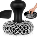 316L Chainmail Scrubber Cleaner Kit - Chain Scrubber with Long Grip Handle | Zylark Chain Mail Scrubber Cast Iron - Cast Iron Skillet Scrubber - Chain Scrubber with Long Handle