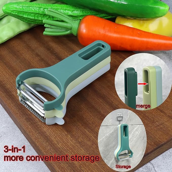 Vegetable Peeler for Potato,Veggie,Carrot,Cucumber,Fruit,3 Types Set Y Julienne Peeler for Kitchen (3 colors set), 13.5cm*8cm*4.5cm