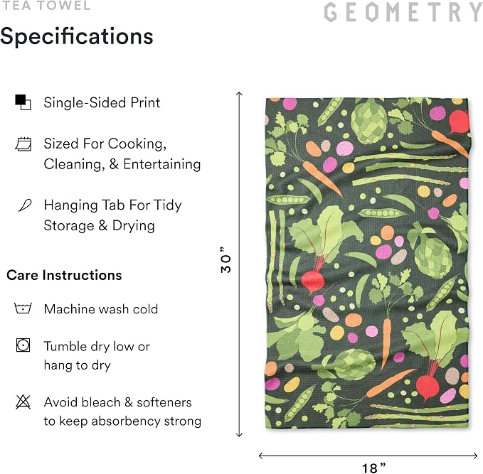 GEOMETRY Kitchen Tea Towels - Quick Dry Microfiber Dish Towels for Kitchen Spring Sprout, 18" x 30" 1 Pack