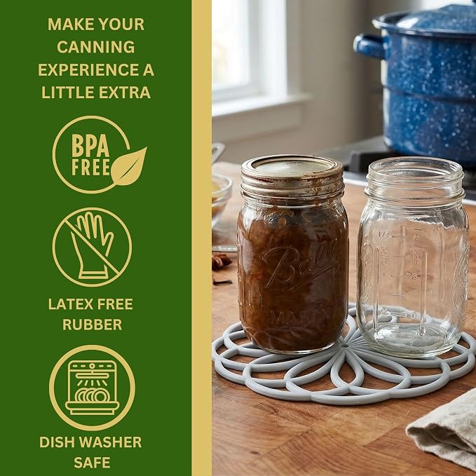 Silicone Canning Jar Rack & Kitchen Trivet 7.5 Inch | Heat-Resistant Silicone Canning Rack for Hot Water Bath Canners - Also Works as a Dishwasher-Safe Kitchen Trivet